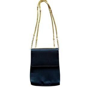 Vintage Rodo Paris Small Evening Purse Black Gold Chain Art Deco